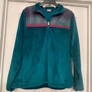 Fila Sport Teal Stand Collar Full Zip Polar Soft Fleece Jacket Women’s Size L
